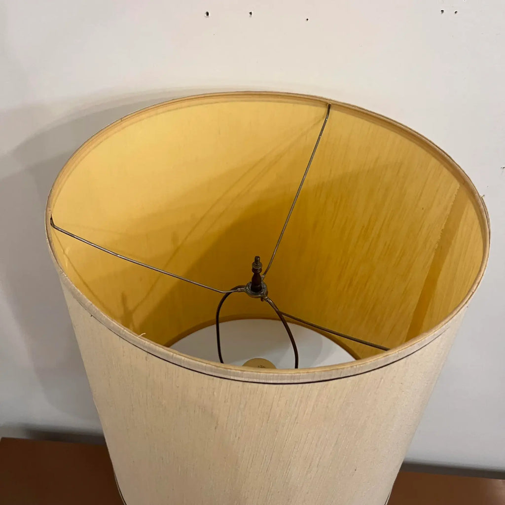 Mid-20th Century Cherry Blossom Pottery Lamp