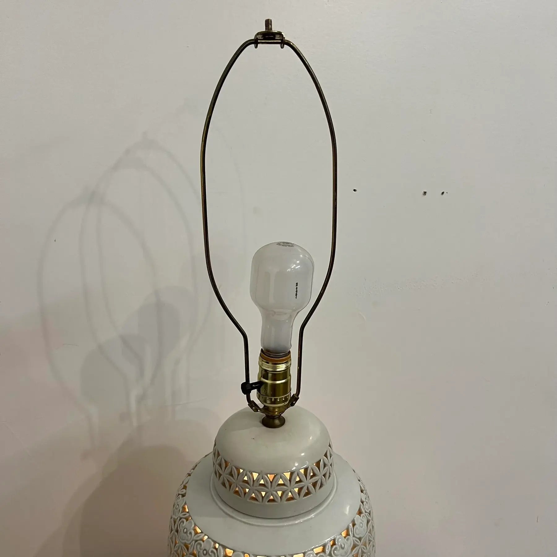 Mid-20th Century Cherry Blossom Pottery Lamp