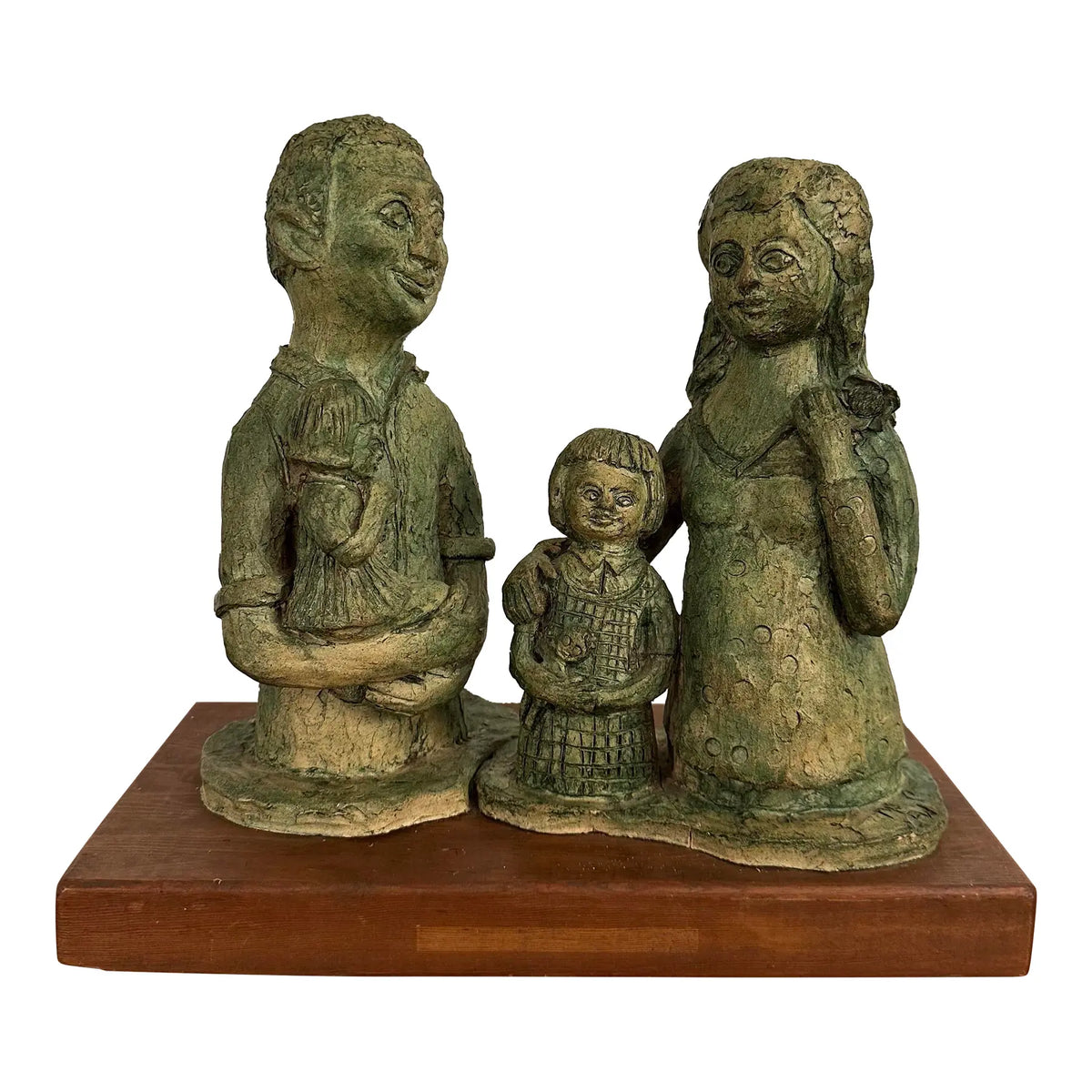 Mid 20th Century Family of Four Clay Sculptures