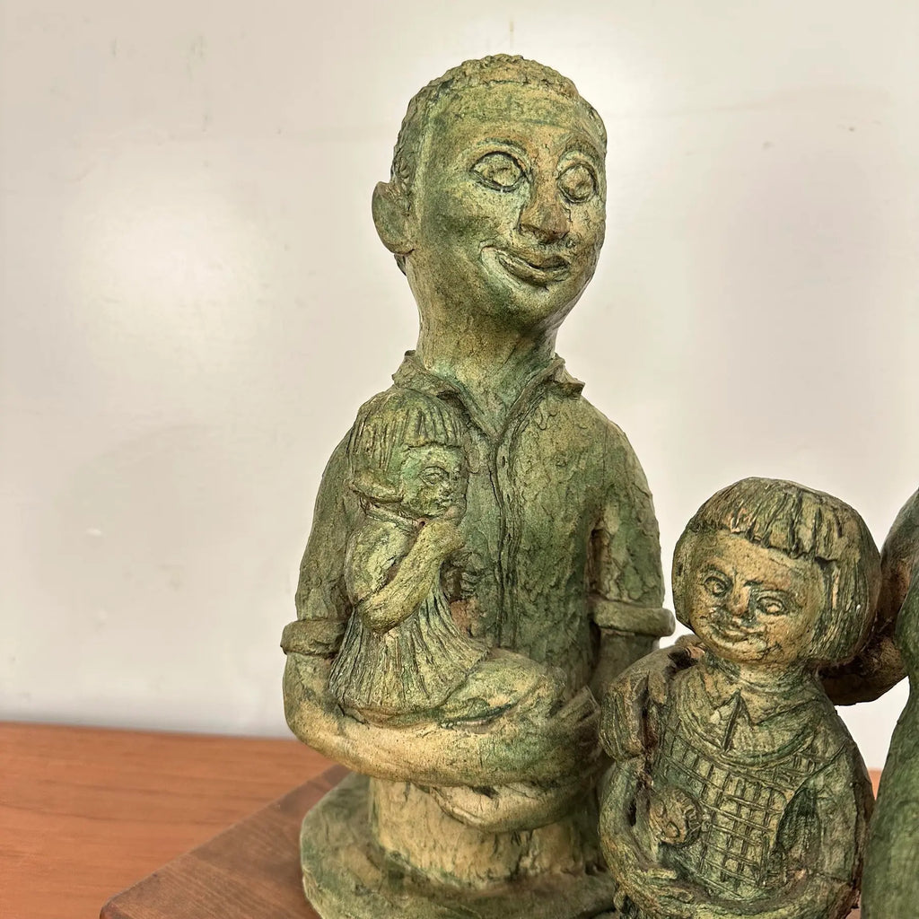 Mid 20th Century Family of Four Clay Sculptures