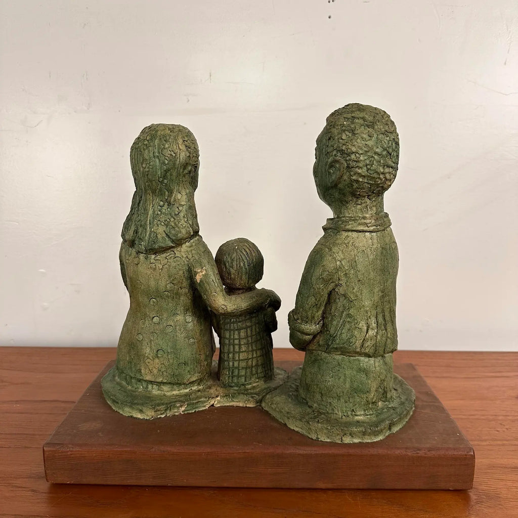 Mid 20th Century Family of Four Clay Sculptures