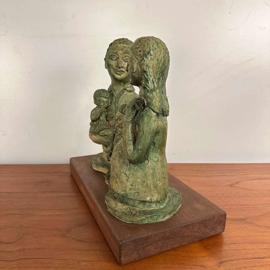 Mid 20th Century Family of Four Clay Sculptures