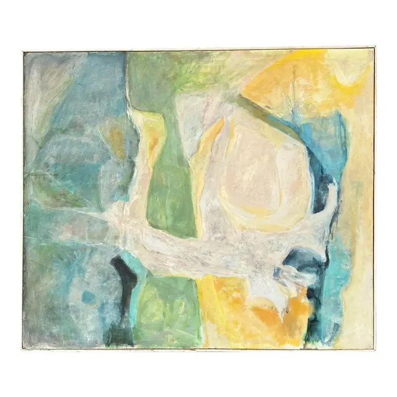 Mid 20th Century Framed Abstract Painting by H Norman Schnepf Titled “Emerging Solids I”