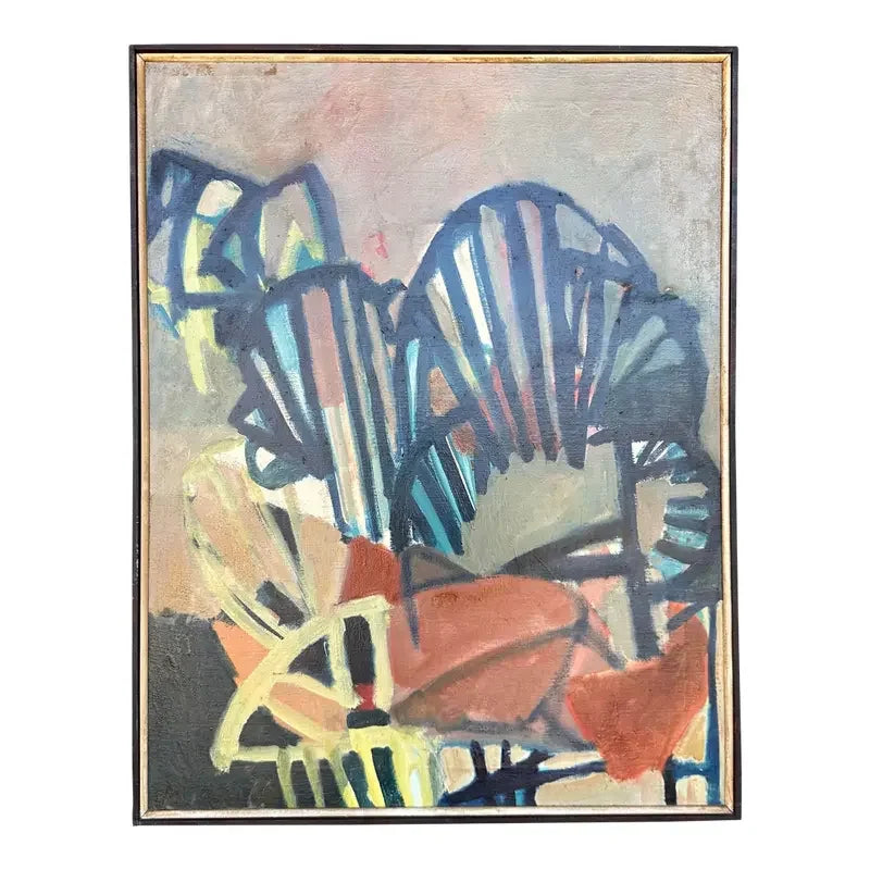 Mid 20th Century Framed Abstract Painting by Rolf P. Velmin