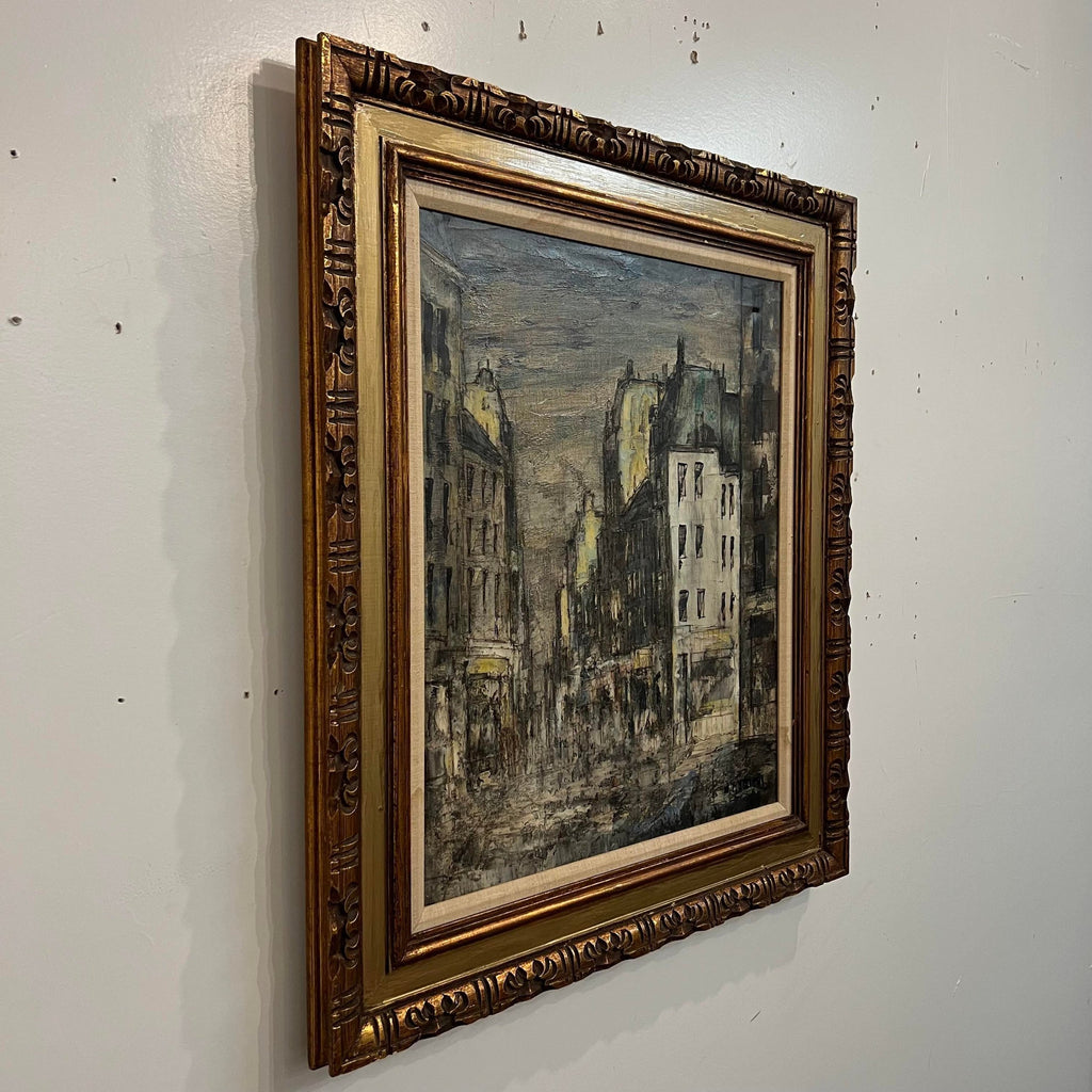 Framed Oil on Canvas Cityscape by W. Stevens