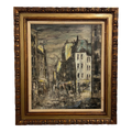 Framed Oil on Canvas Cityscape by W. Stevens