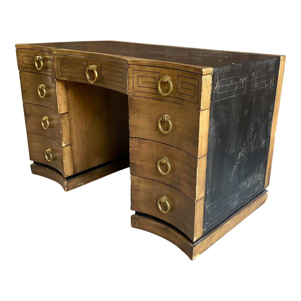Greek Key Leather Top Desk Appears to Be by Parzinger