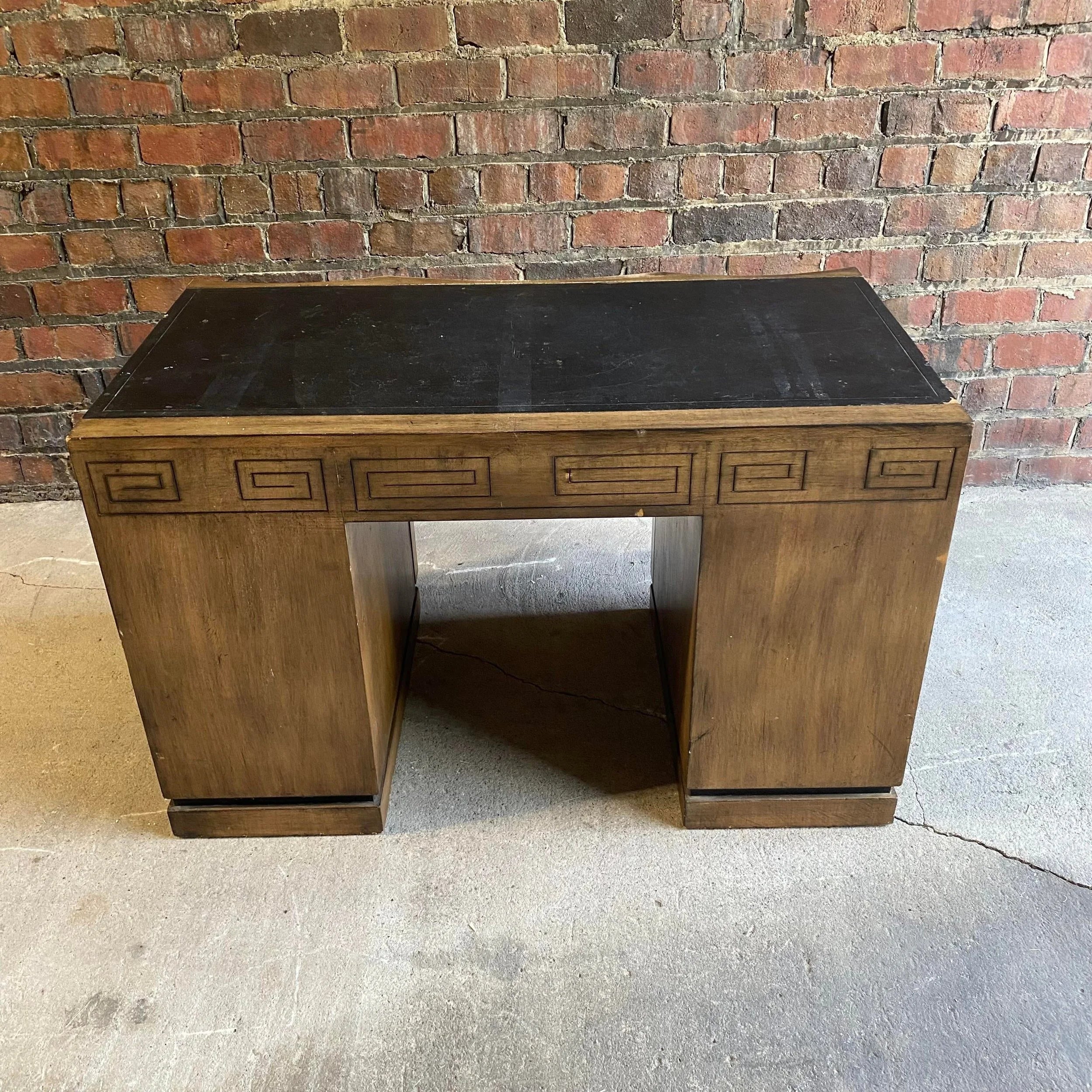 Greek Key Leather Top Desk Appears to Be by Parzinger