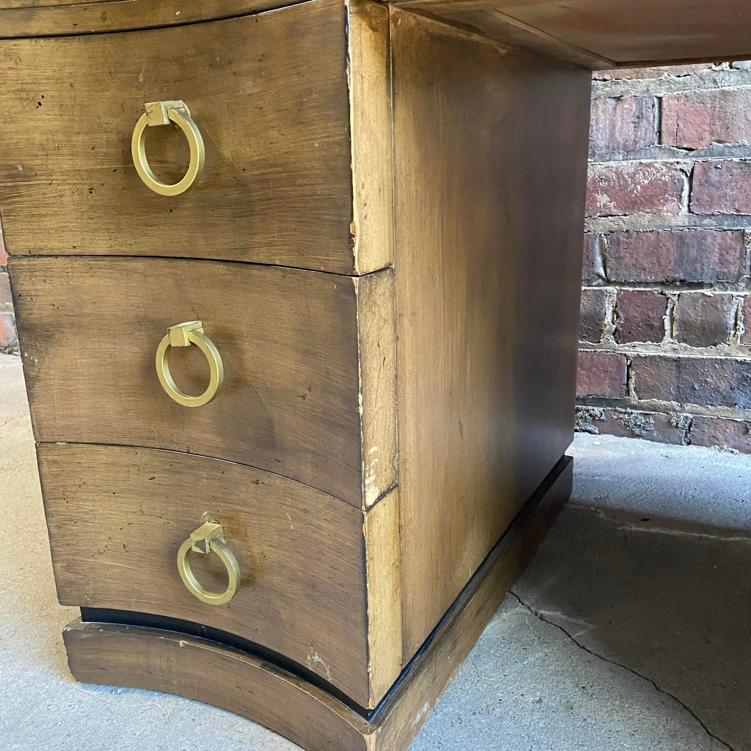 Greek Key Leather Top Desk Appears to Be by Parzinger
