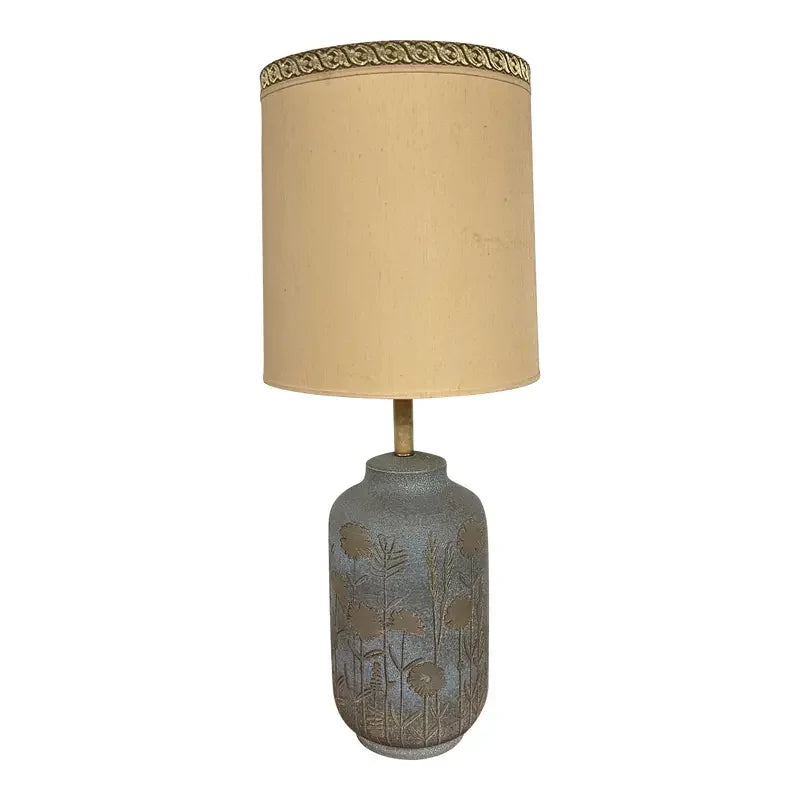 Mid 20th Century Italian Ceramic Glazed Floral Table Lamp