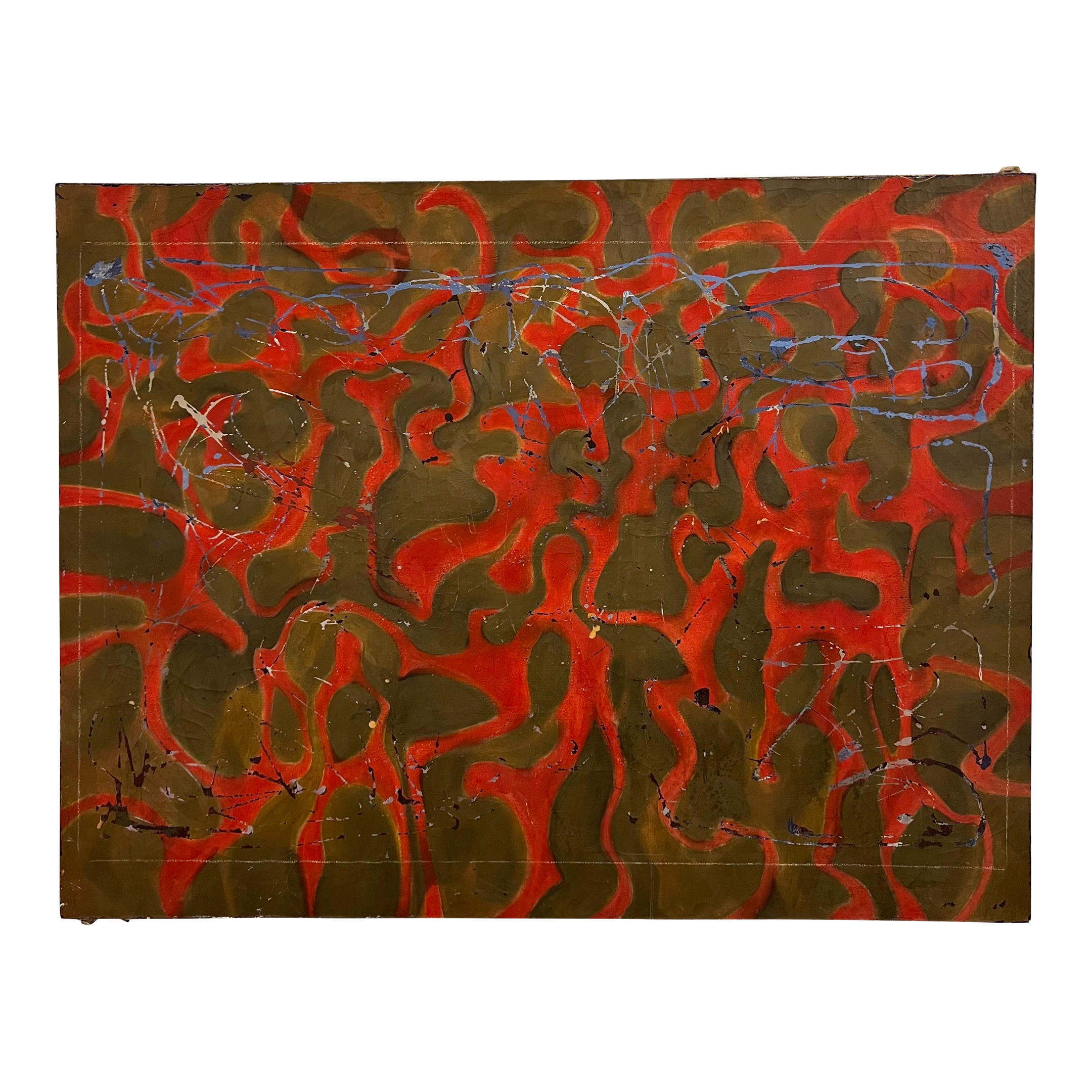 Large Abstract Red and Gold Painting