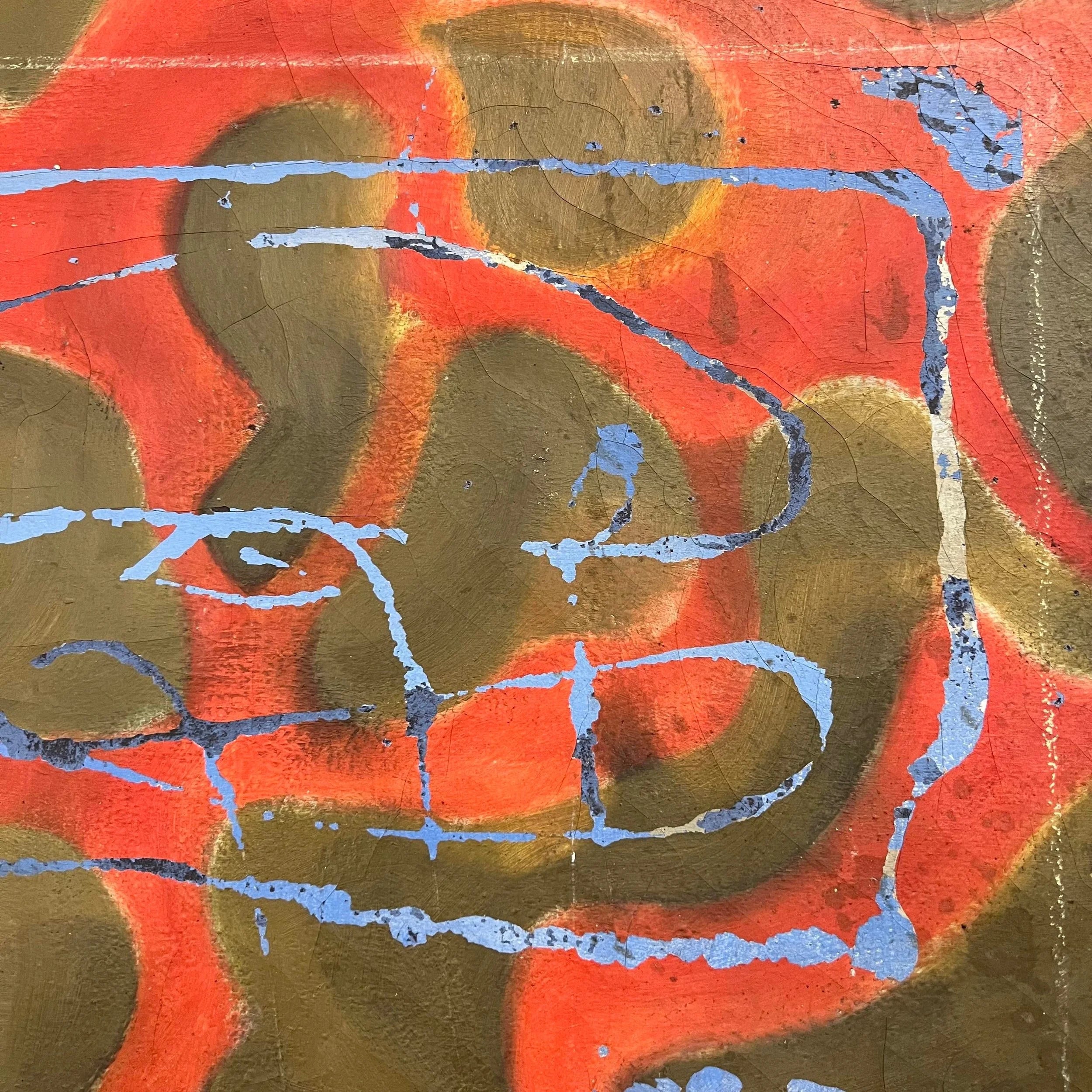 Large Abstract Red and Gold Painting