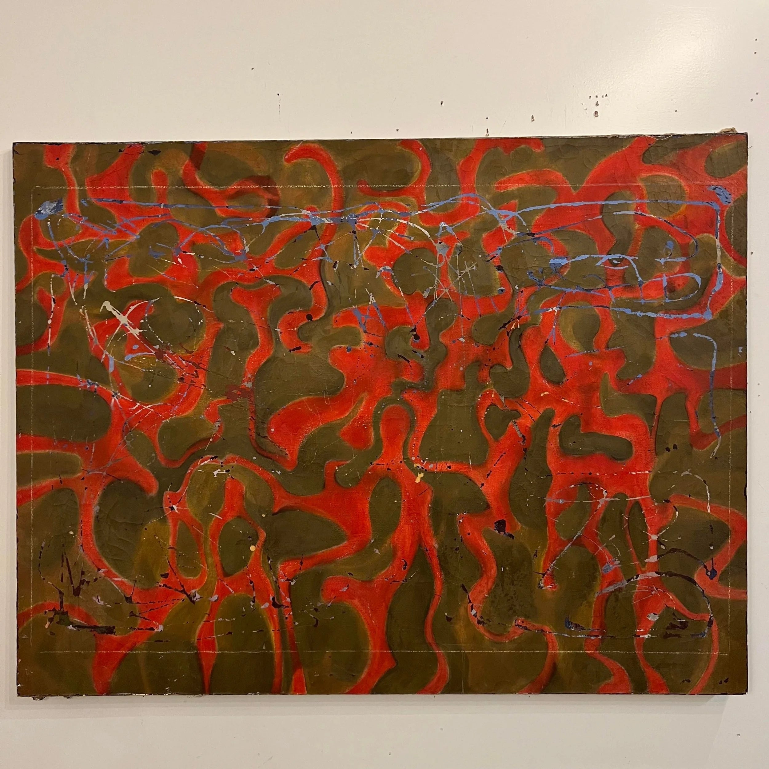 Large Abstract Red and Gold Painting