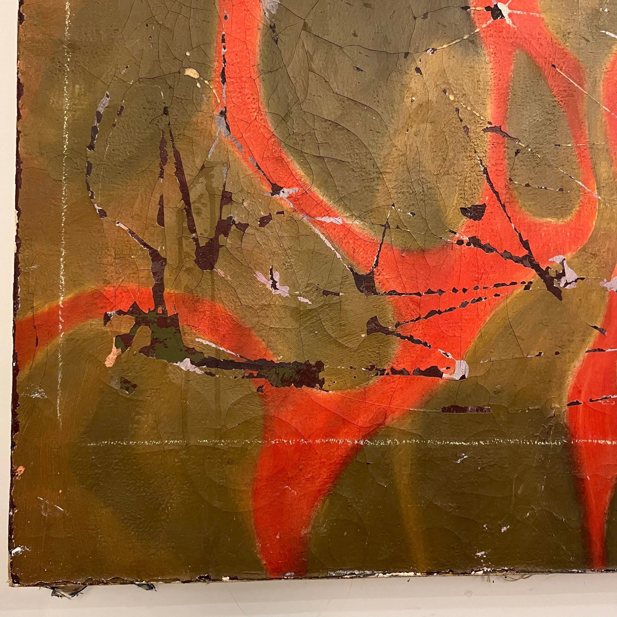 Large Abstract Red and Gold Painting
