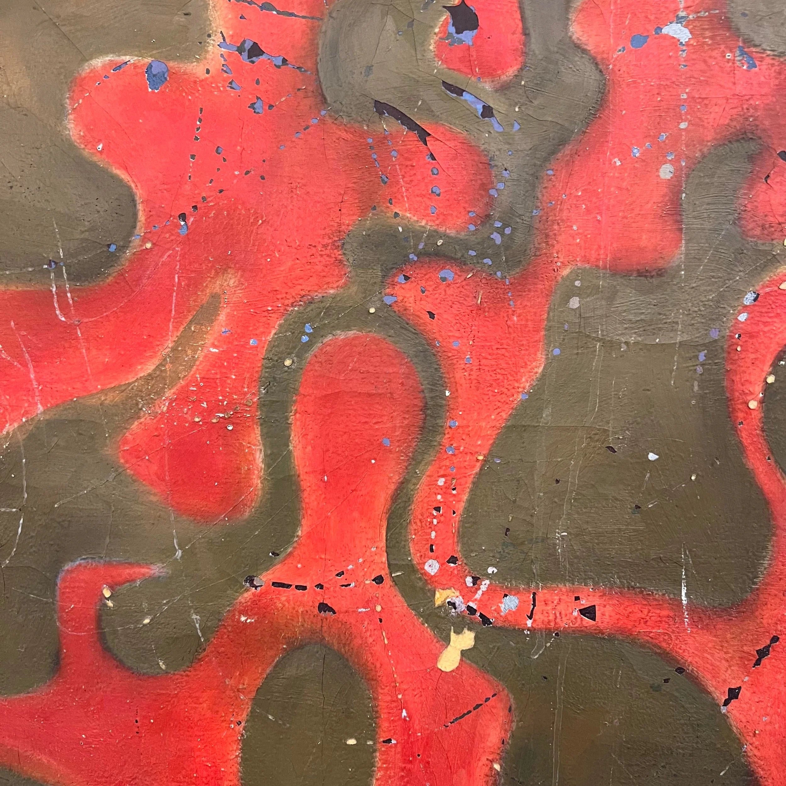 Large Abstract Red and Gold Painting