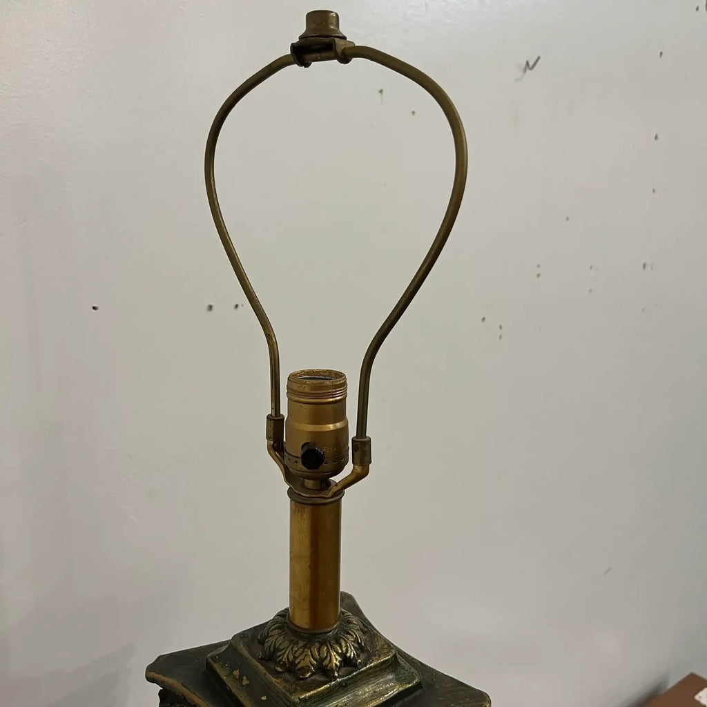 Mid-20th Century Large Ornate Gold and Bronze Lamp Plaster Column