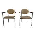 Metal Frame Chairs With Wood Arms - a Pair