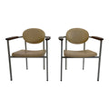 Mid 20th Century Metal Frame Chairs With Wood Arms - a Pair