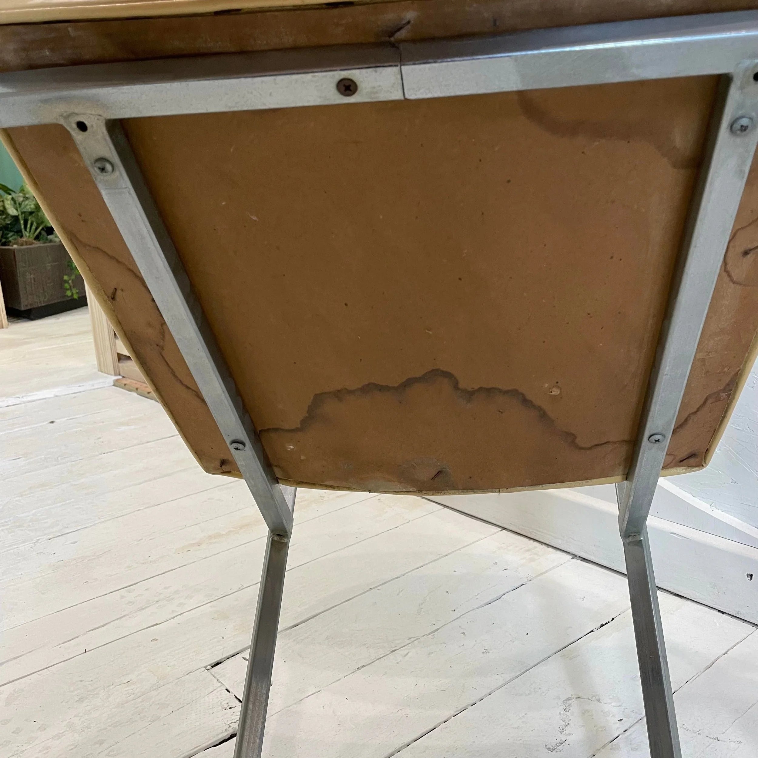 Metal Frame Chairs With Wood Arms - a Pair