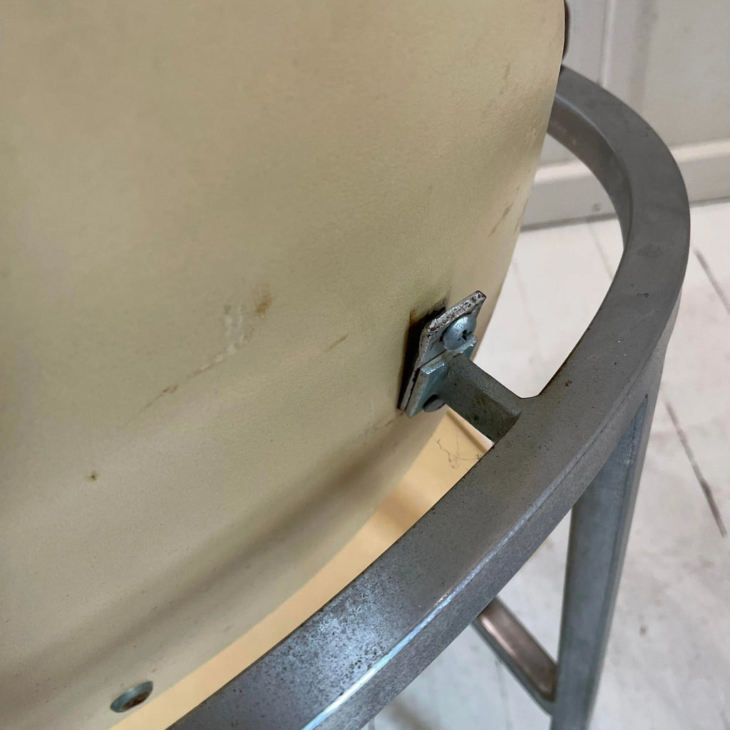 Metal Frame Chairs With Wood Arms - a Pair
