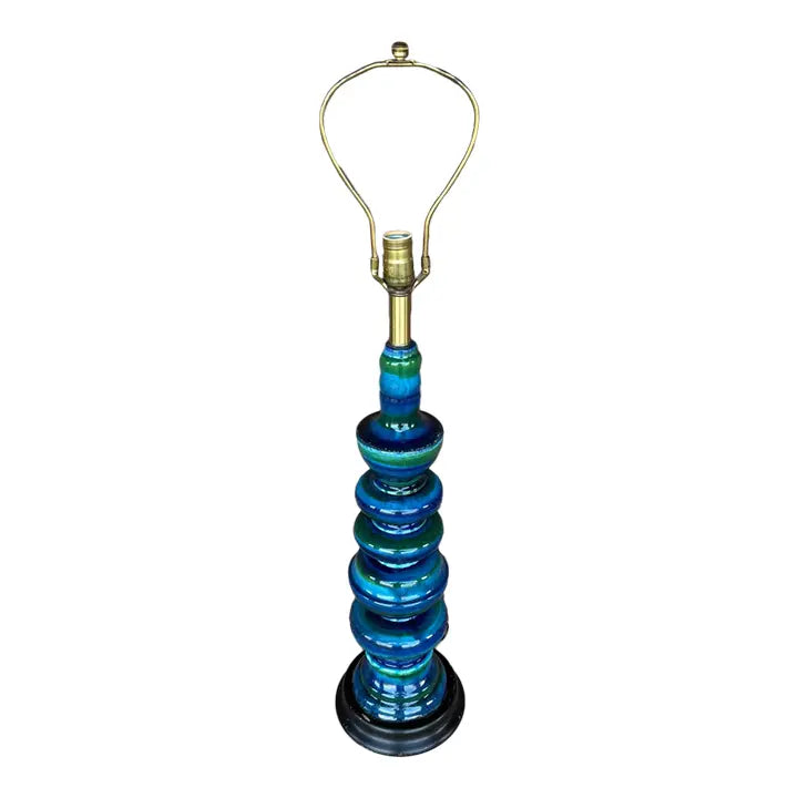 Mid Century Modern Blue and Green Ceramic Table Lamp