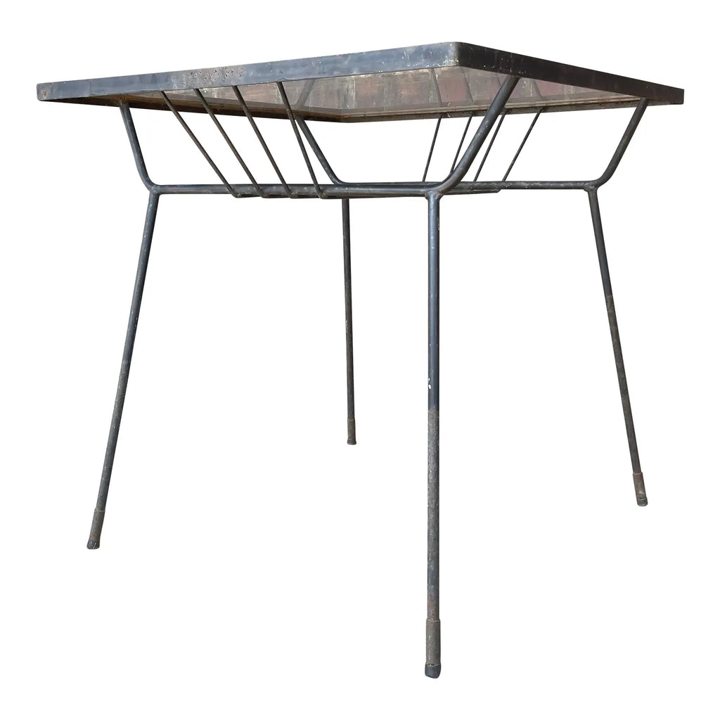 Mid 20th Century Milo Baughman for Pacific Iron Works Glass and Iron Table Square