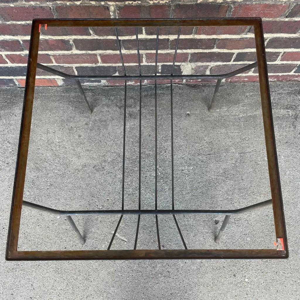 Mid 20th Century Milo Baughman for Pacific Iron Works Glass and Iron Table Square