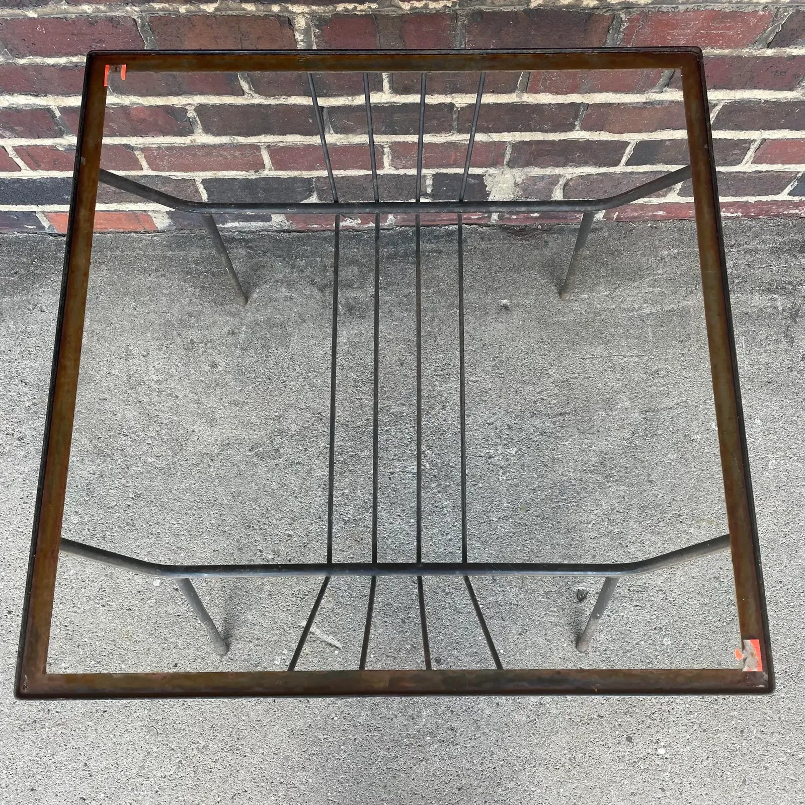 Mid 20th Century Milo Baughman for Pacific Iron Works Glass and Iron Table Square