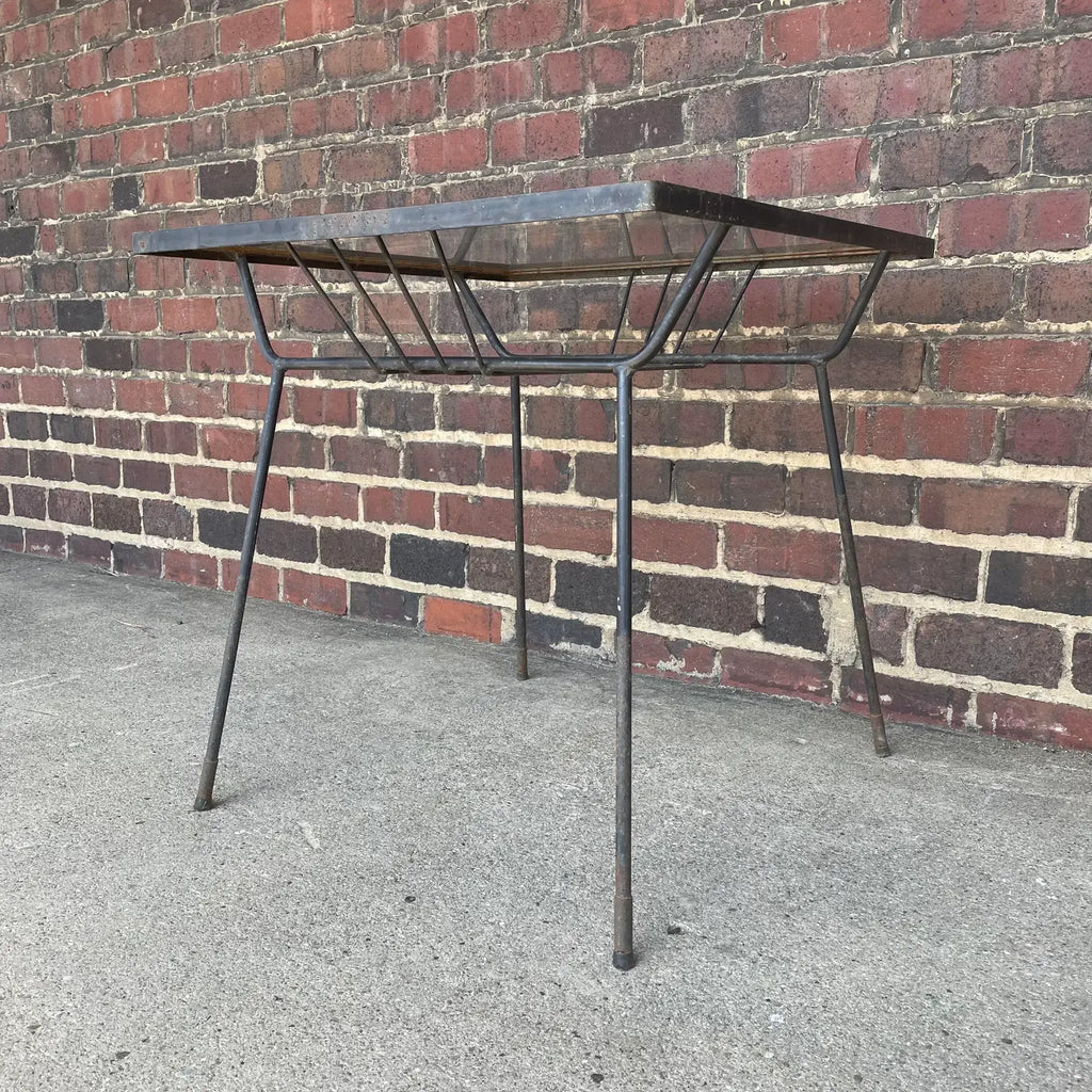 Mid 20th Century Milo Baughman for Pacific Iron Works Glass and Iron Table Square