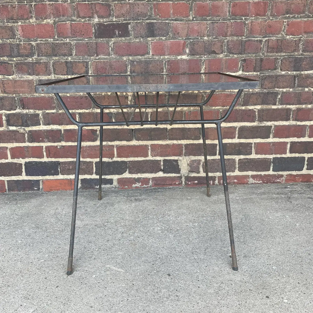 Mid 20th Century Milo Baughman for Pacific Iron Works Glass and Iron Table Square