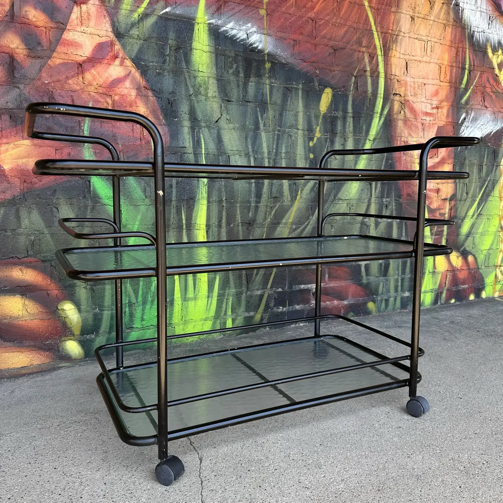 Mid 20th Century Outdoor Patio Tubular Rolling Bar Cart