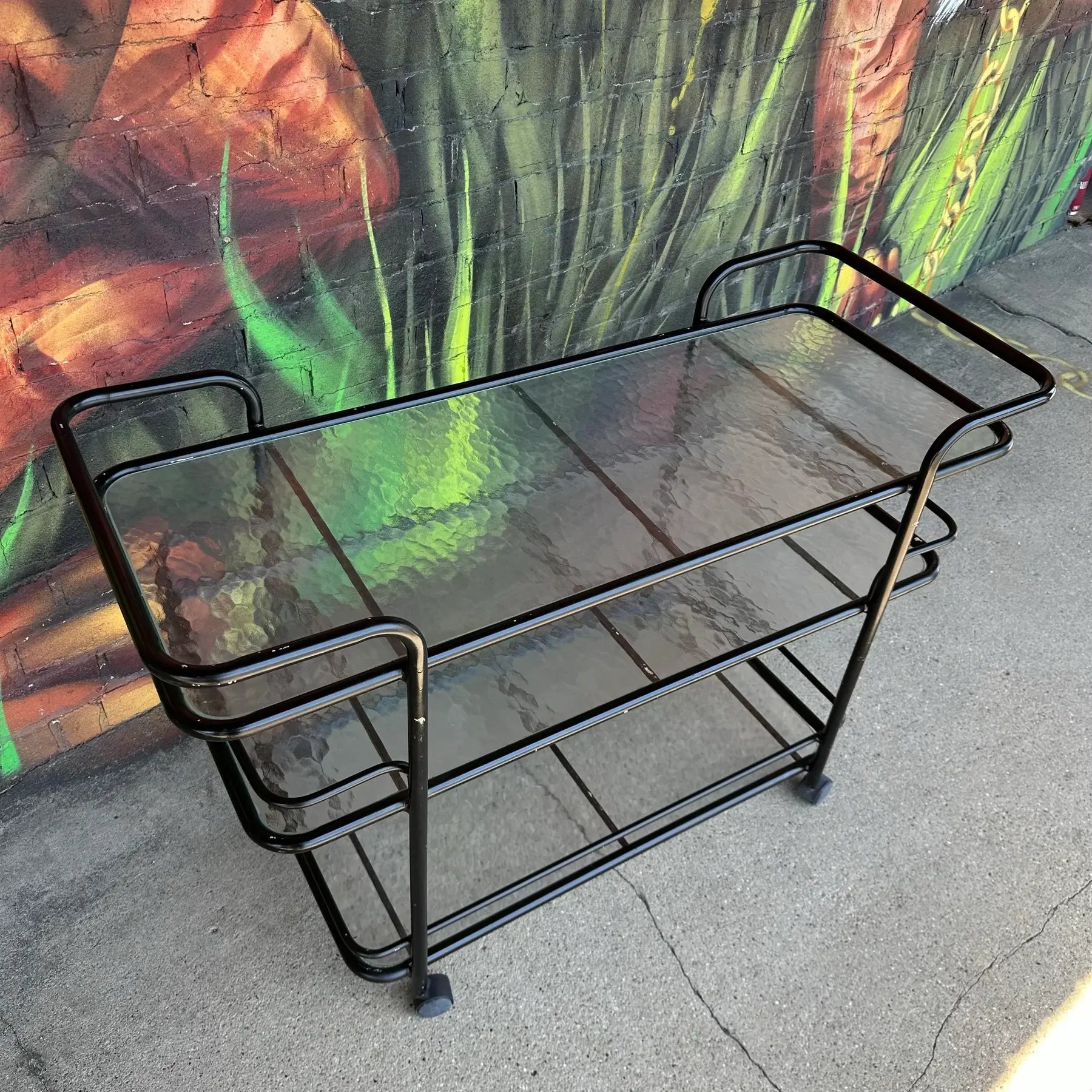 Mid 20th Century Outdoor Patio Tubular Rolling Bar Cart