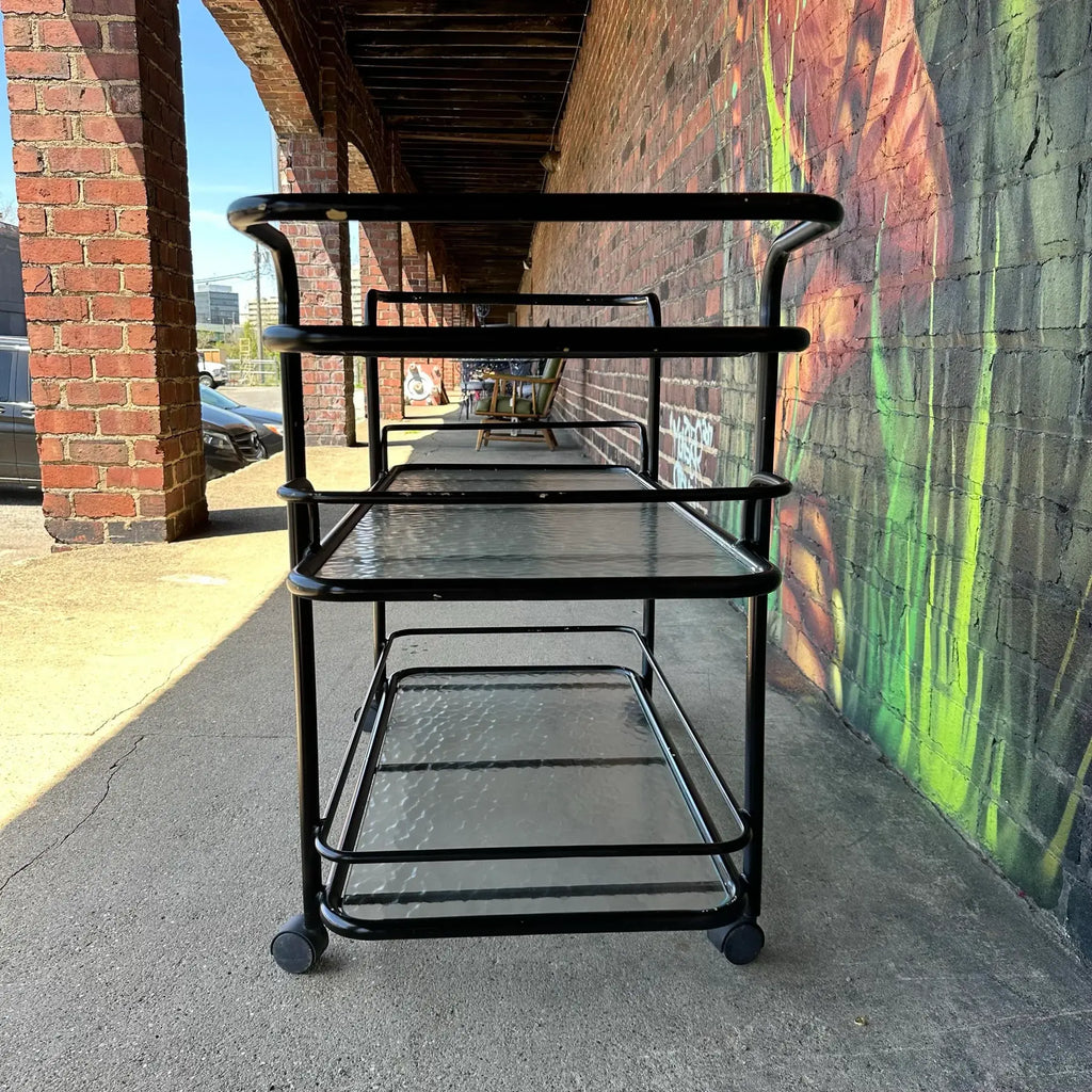 Mid 20th Century Outdoor Patio Tubular Rolling Bar Cart