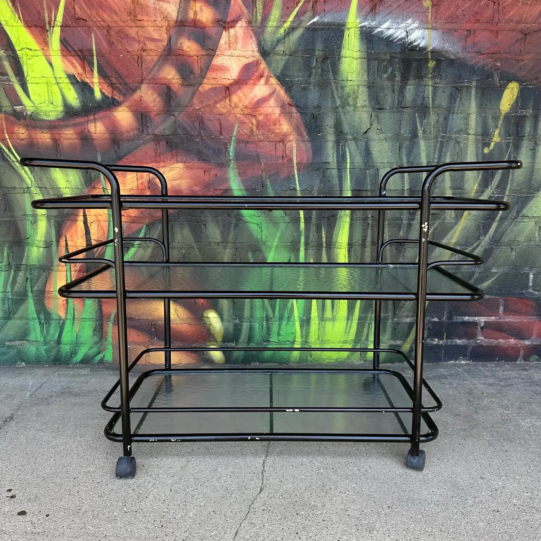 Mid 20th Century Outdoor Patio Tubular Rolling Bar Cart