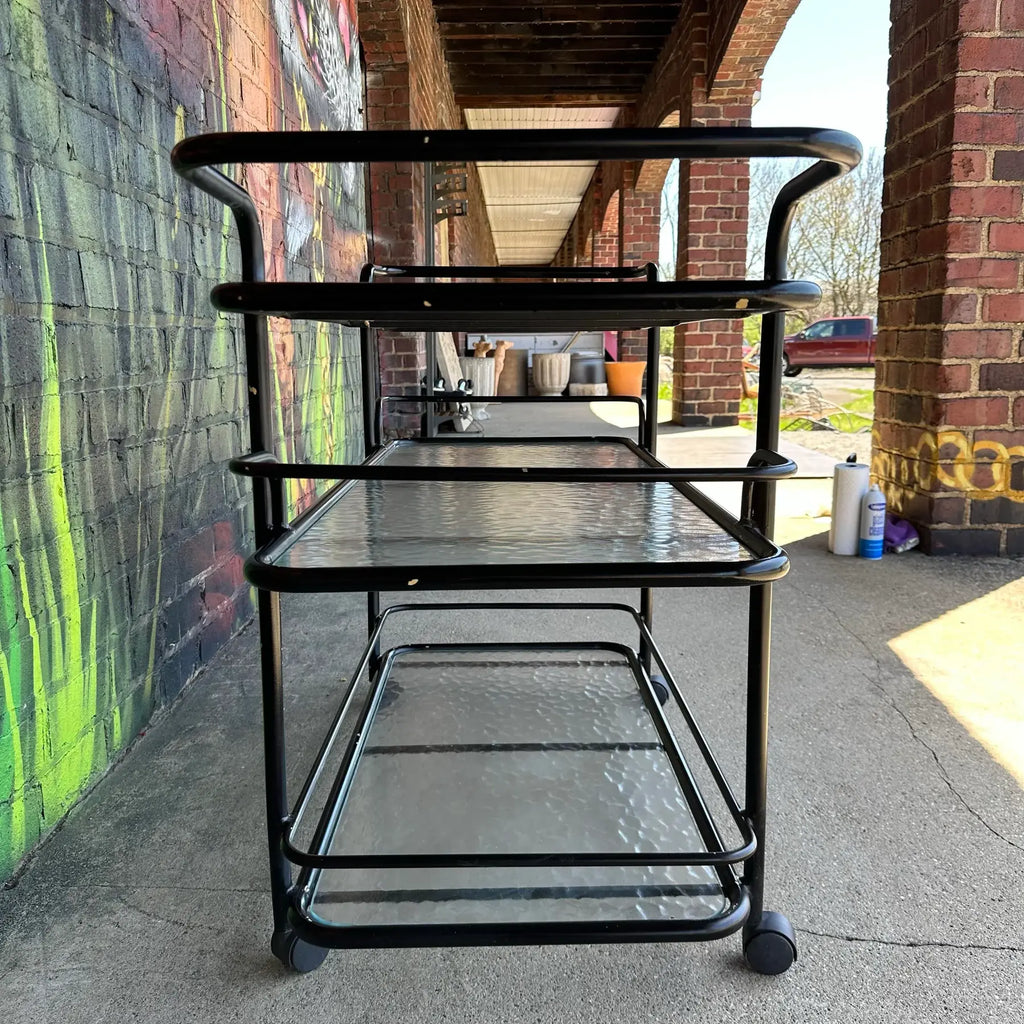 Mid 20th Century Outdoor Patio Tubular Rolling Bar Cart
