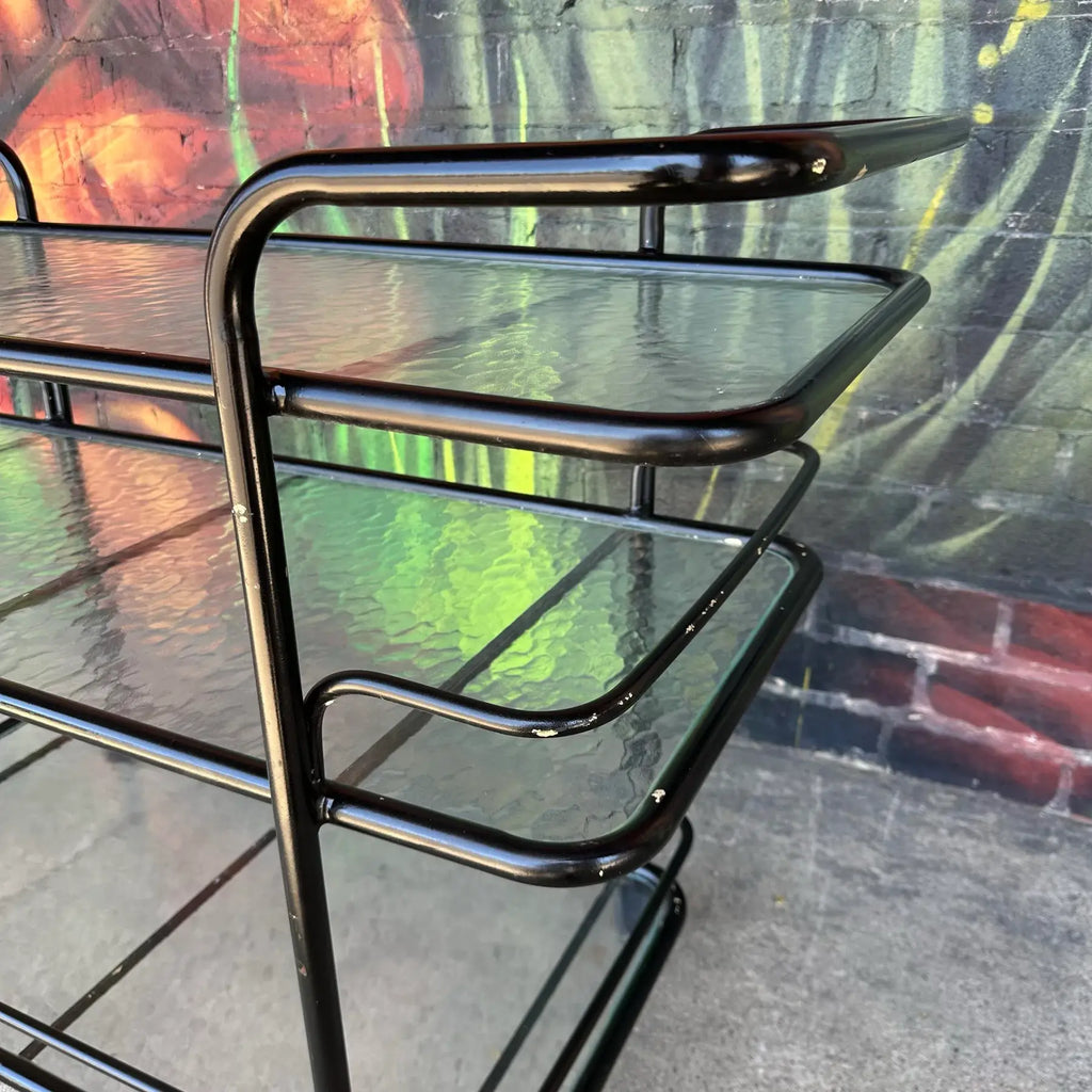 Mid 20th Century Outdoor Patio Tubular Rolling Bar Cart