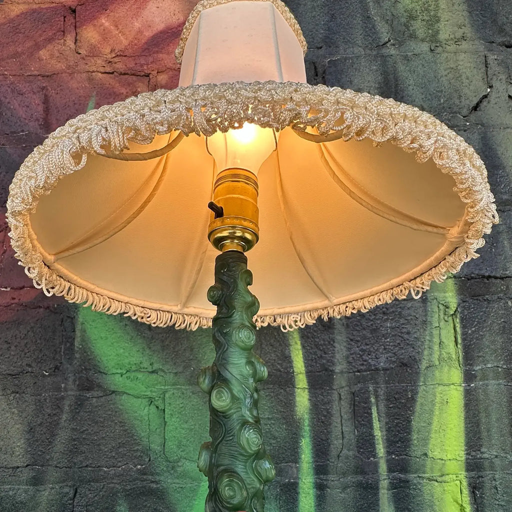 Mid 20th Century Pair of Chinoiserie Style Faux Jade Table Lamps