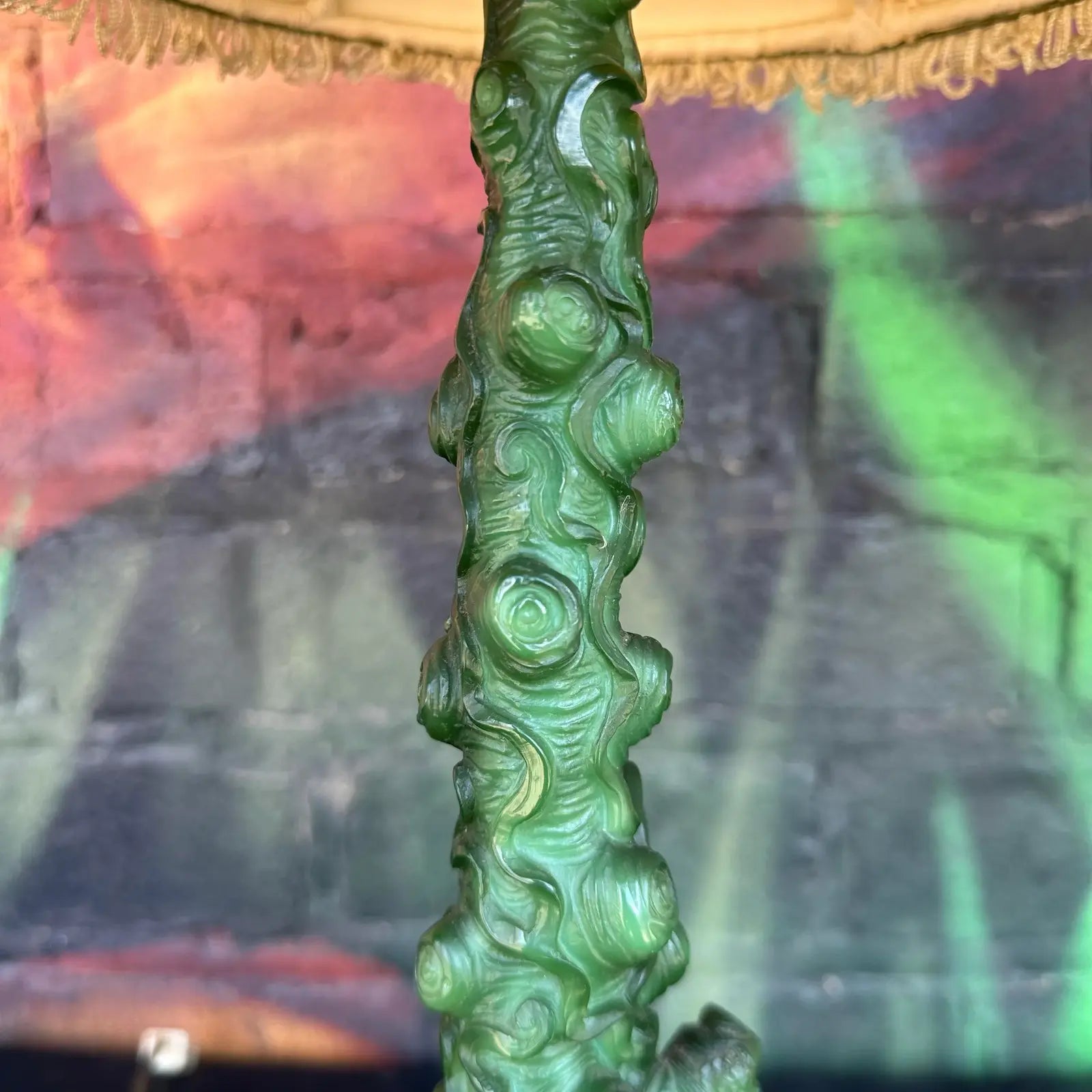 Mid 20th Century Pair of Chinoiserie Style Faux Jade Table Lamps
