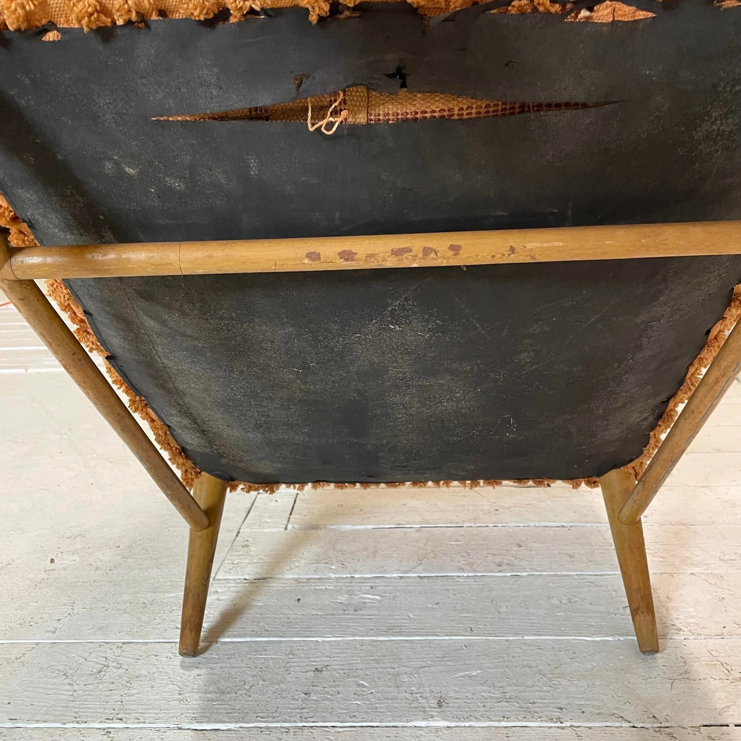 Paul McCobb Orange Textured Fabric Arm Chair, Unmarked
