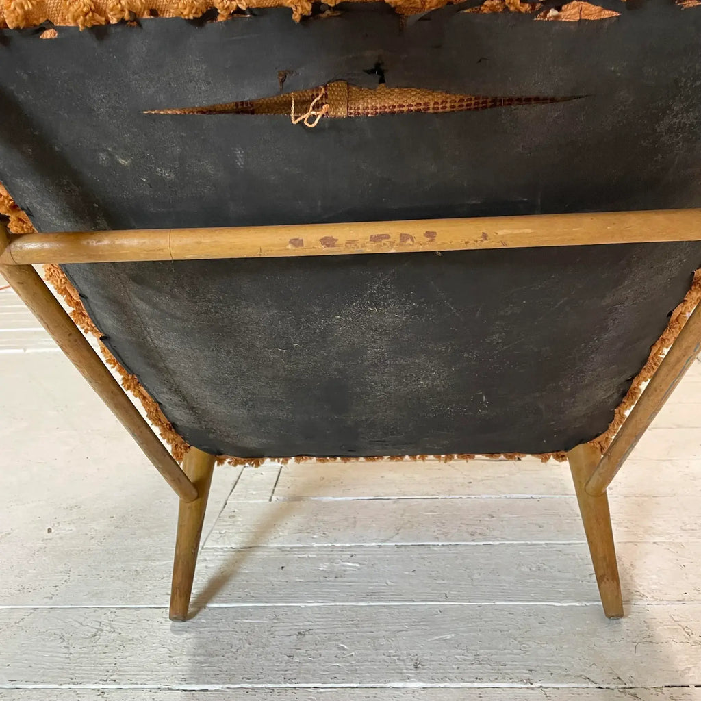 Mid 20th Century Paul McCobb Orange Textured Fabric Arm Chair, Unmarked