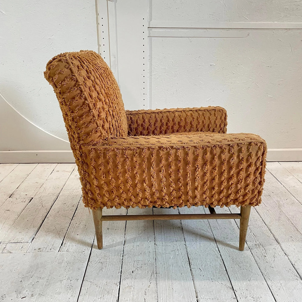 Paul McCobb Orange Textured Fabric Arm Chair, Unmarked