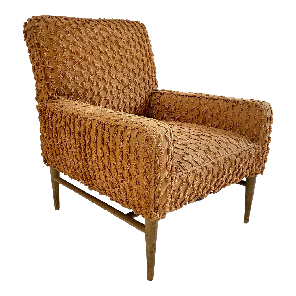 Paul McCobb Orange Textured Fabric Arm Chair, Unmarked