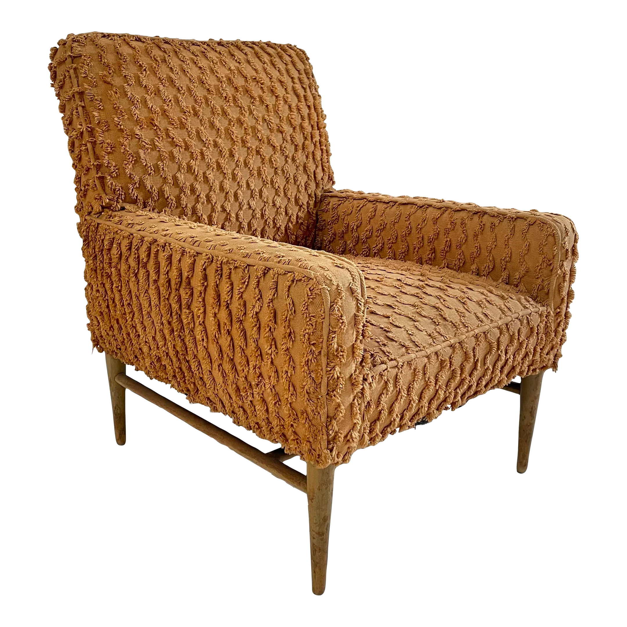 Paul McCobb Orange Textured Fabric Arm Chair, Unmarked