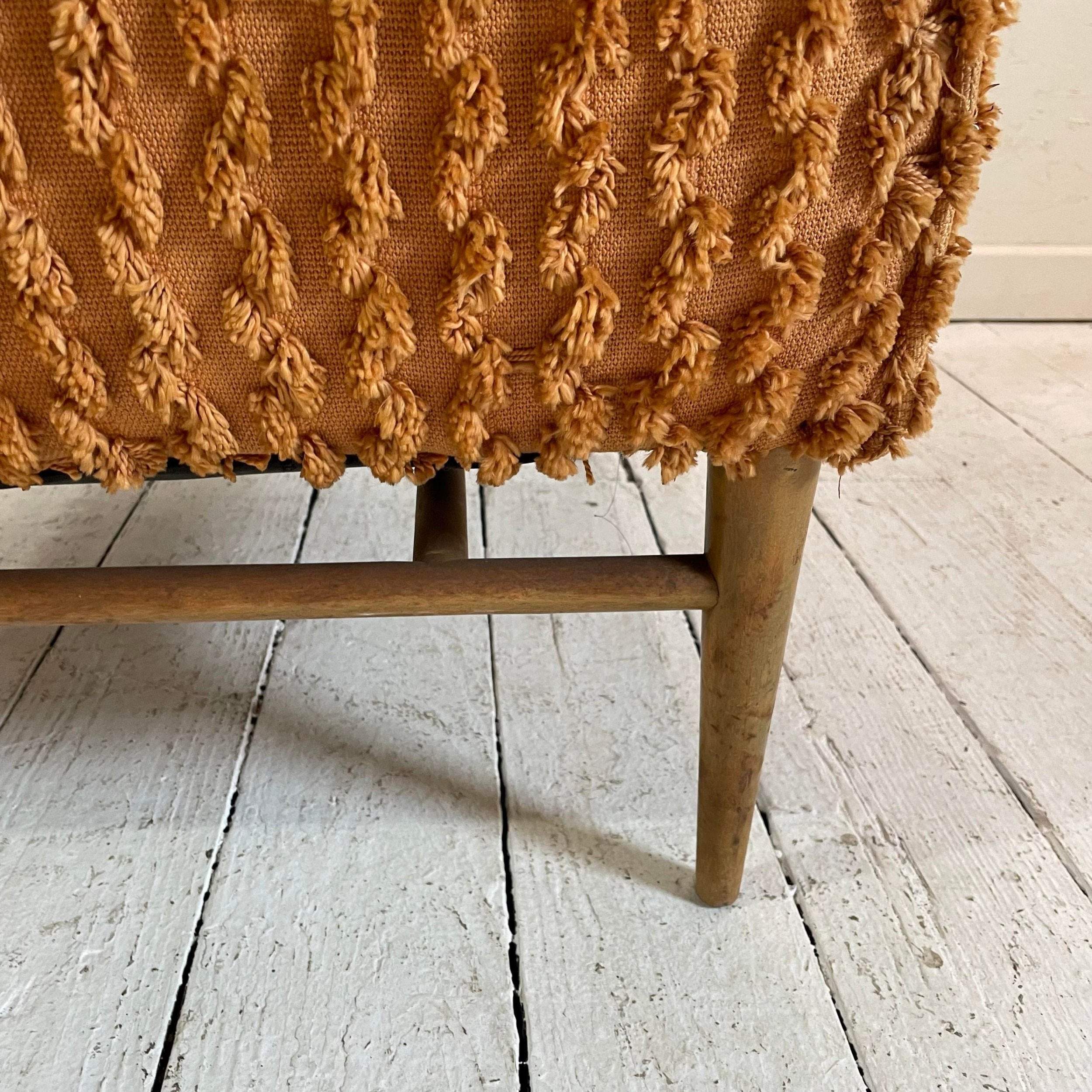 Paul McCobb Orange Textured Fabric Arm Chair, Unmarked