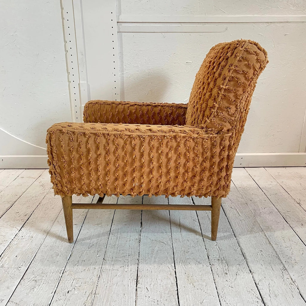 Paul McCobb Orange Textured Fabric Arm Chair, Unmarked