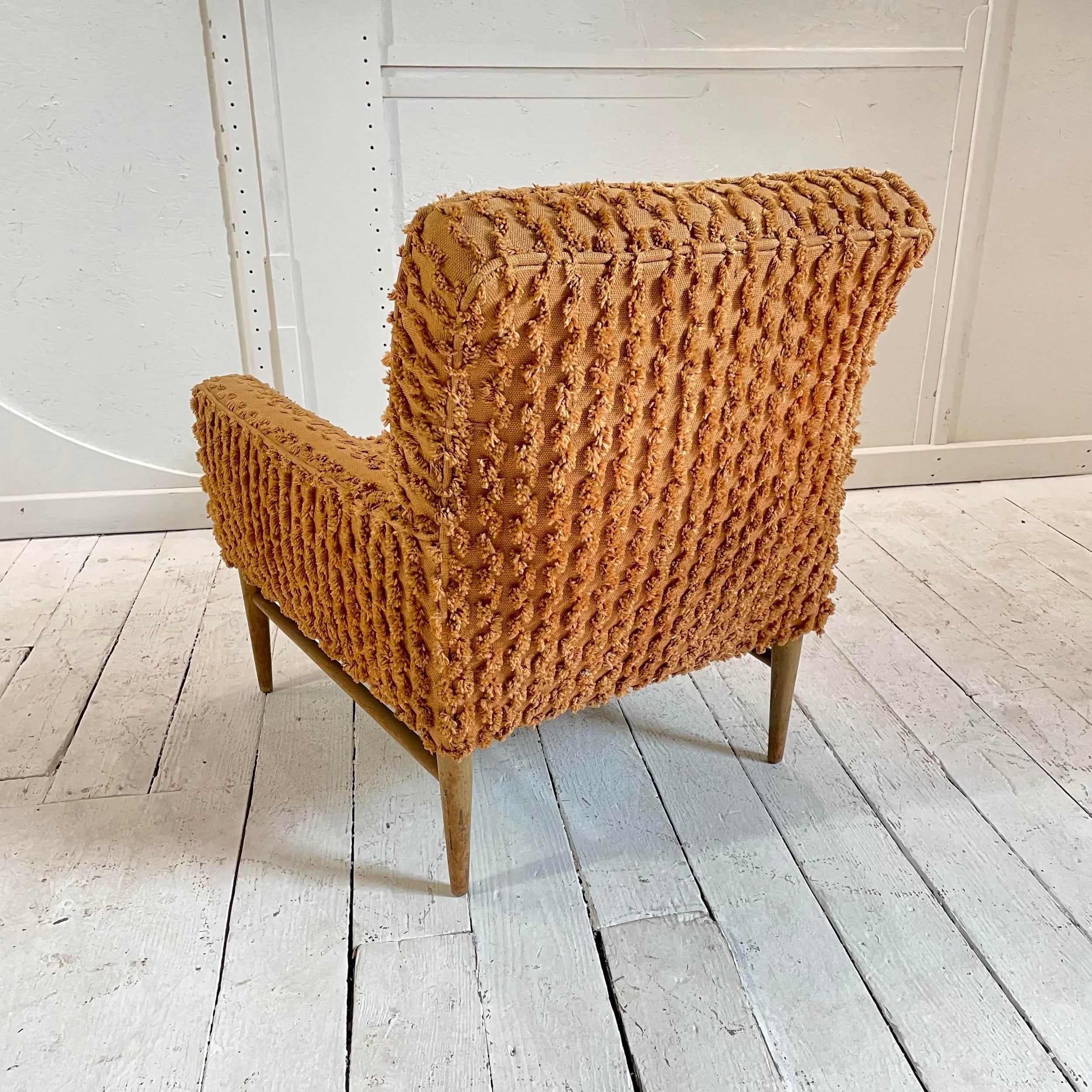 Paul McCobb Orange Textured Fabric Arm Chair, Unmarked