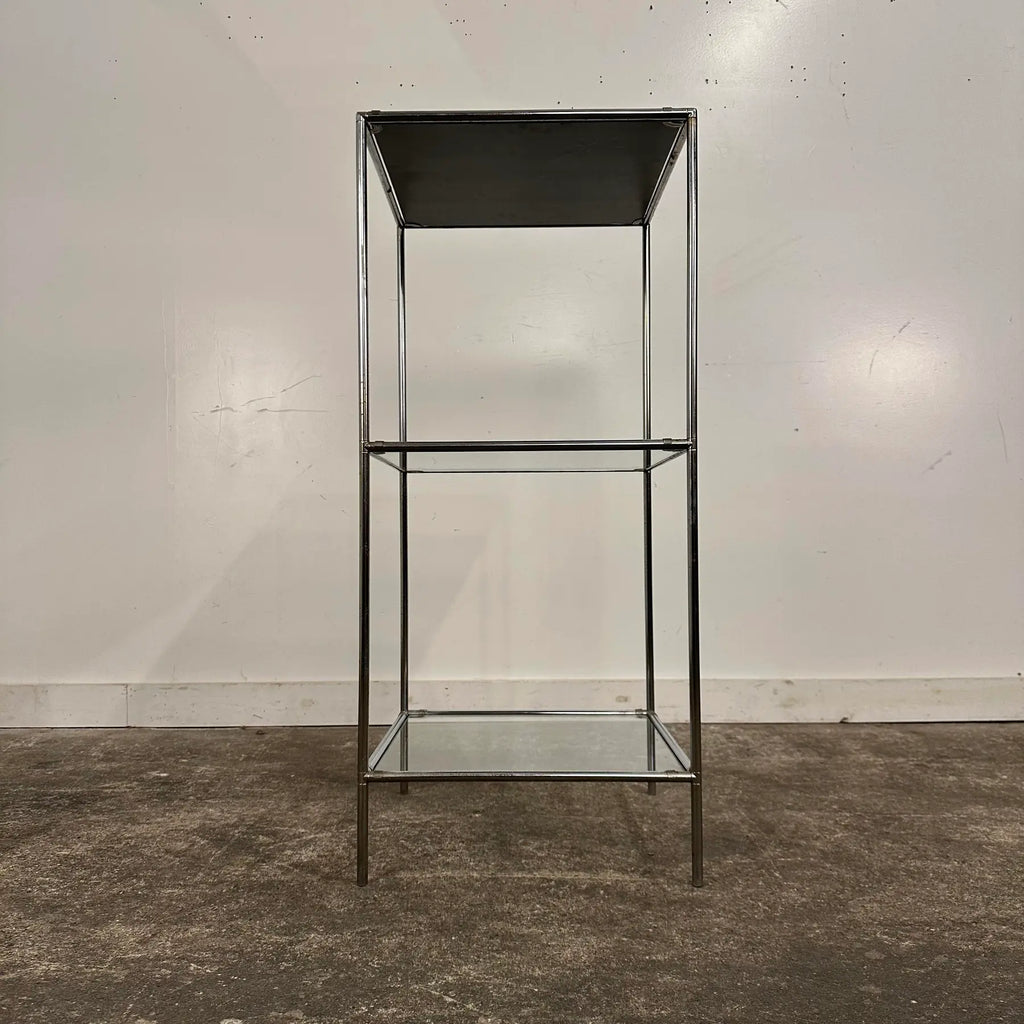 Mid 20th Century Poul Cadovius “Abstracta” 3-Shelf Chrome and Glass Display Bookcase