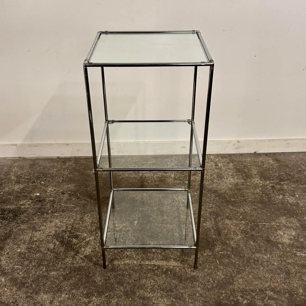 Mid 20th Century Poul Cadovius “Abstracta” 3-Shelf Chrome and Glass Display Bookcase