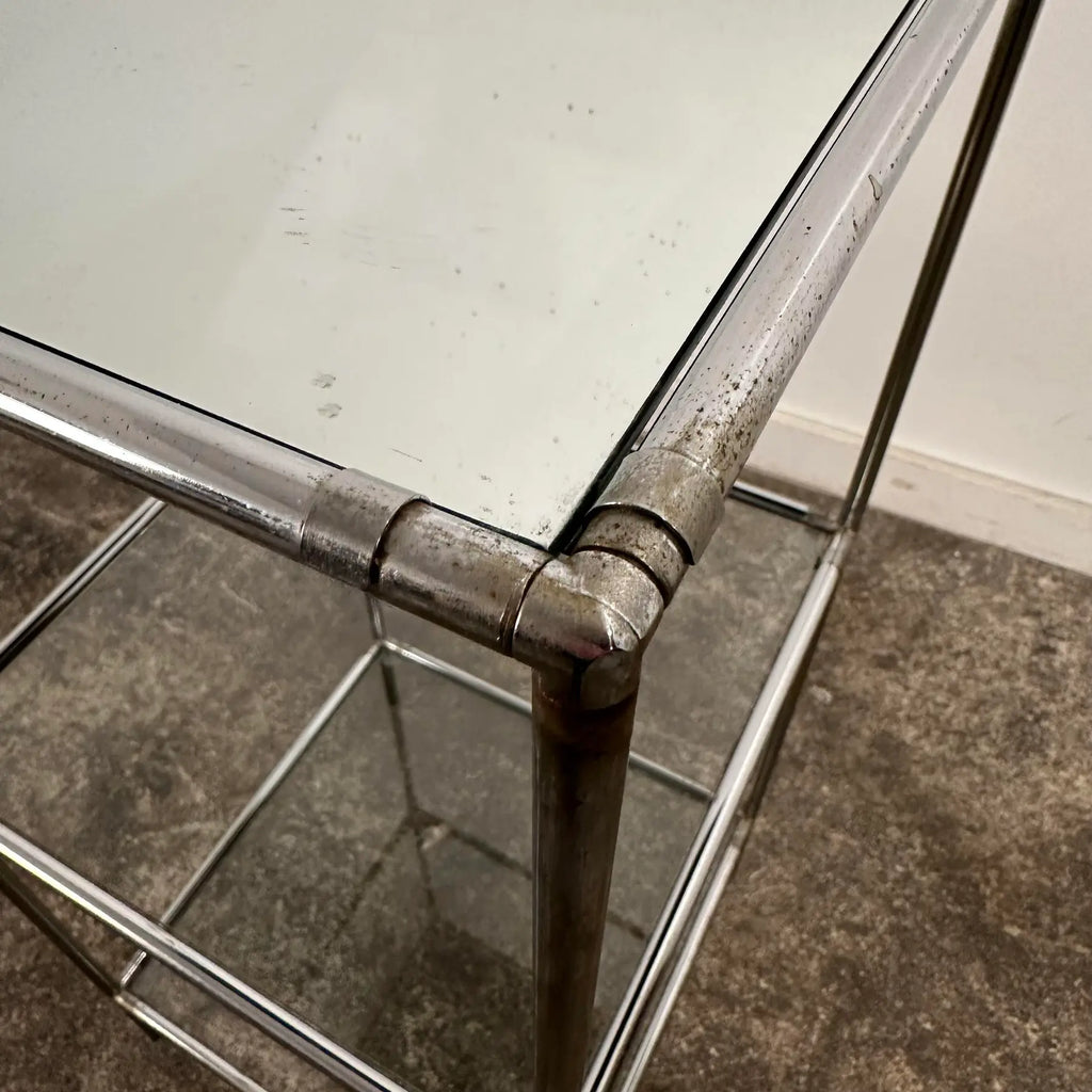 Mid 20th Century Poul Cadovius “Abstracta” 3-Shelf Chrome and Glass Display Bookcase