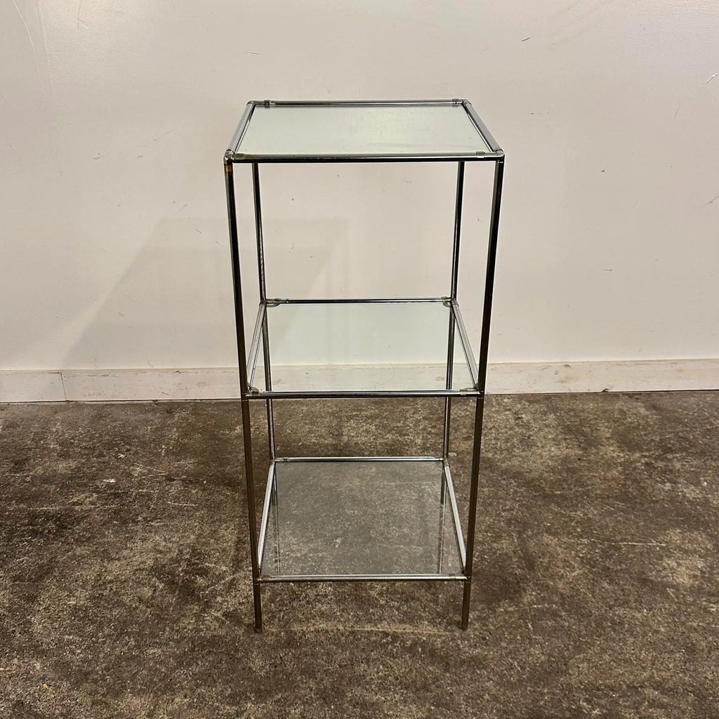 Mid 20th Century Poul Cadovius “Abstracta” 3-Shelf Chrome and Glass Display Bookcase